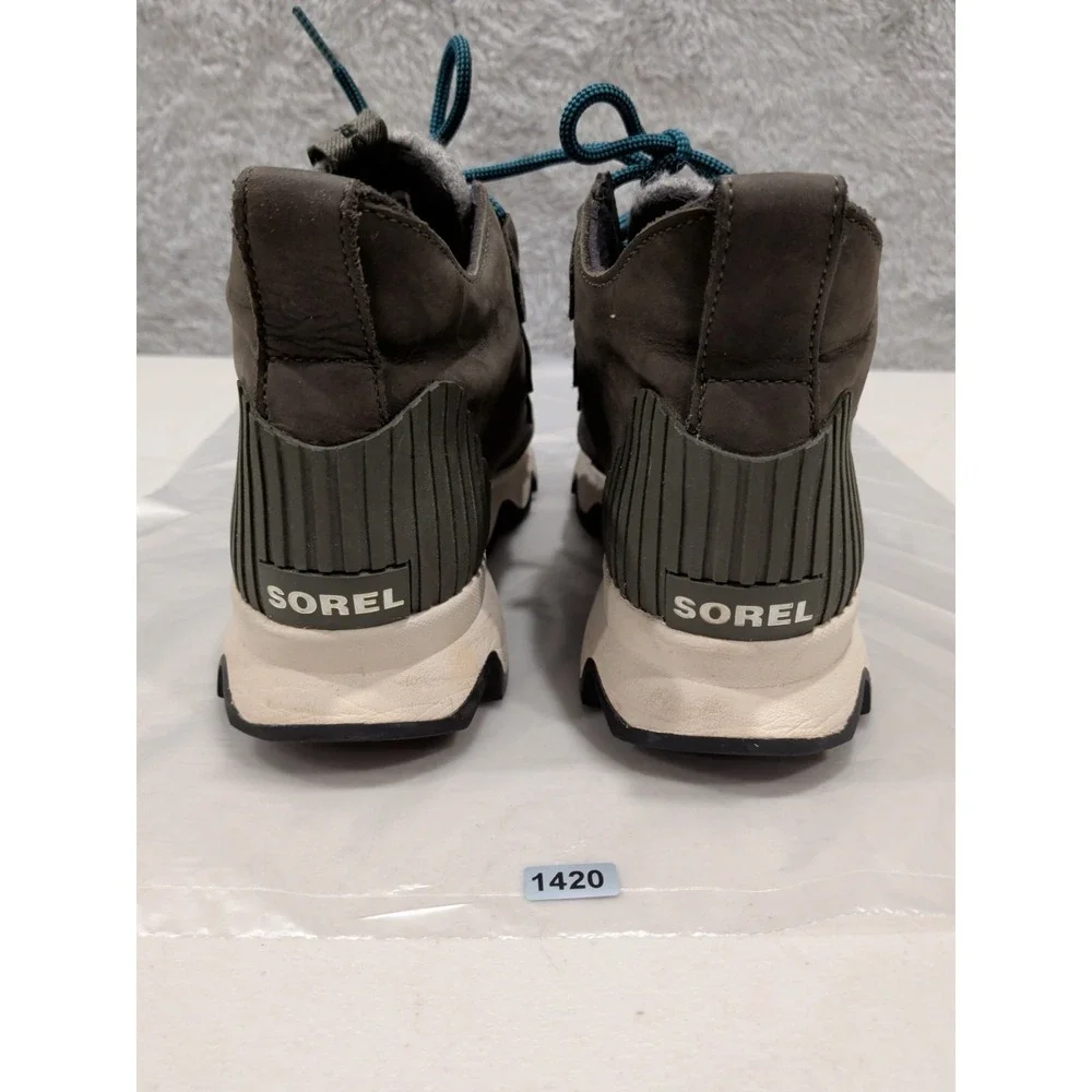 Sorel Womens Kinetic Caribou Waterproof Ankle Boot Lace Up Green Gray Size 7.5